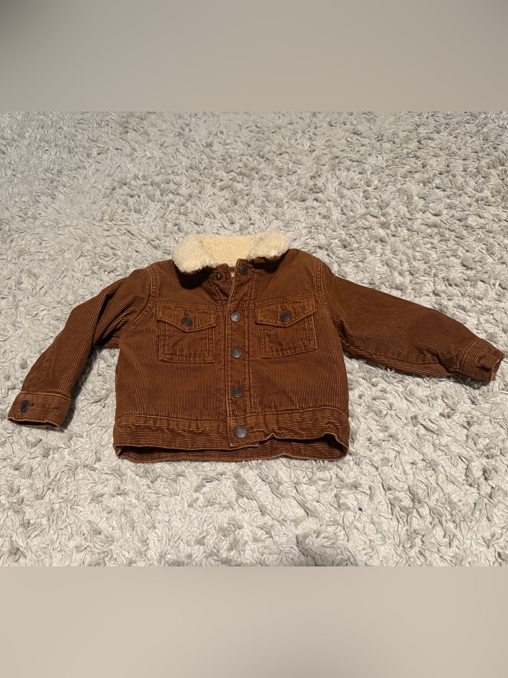 GAP Kids Brown Corduroy Jacket with Cream Sherpa Collar